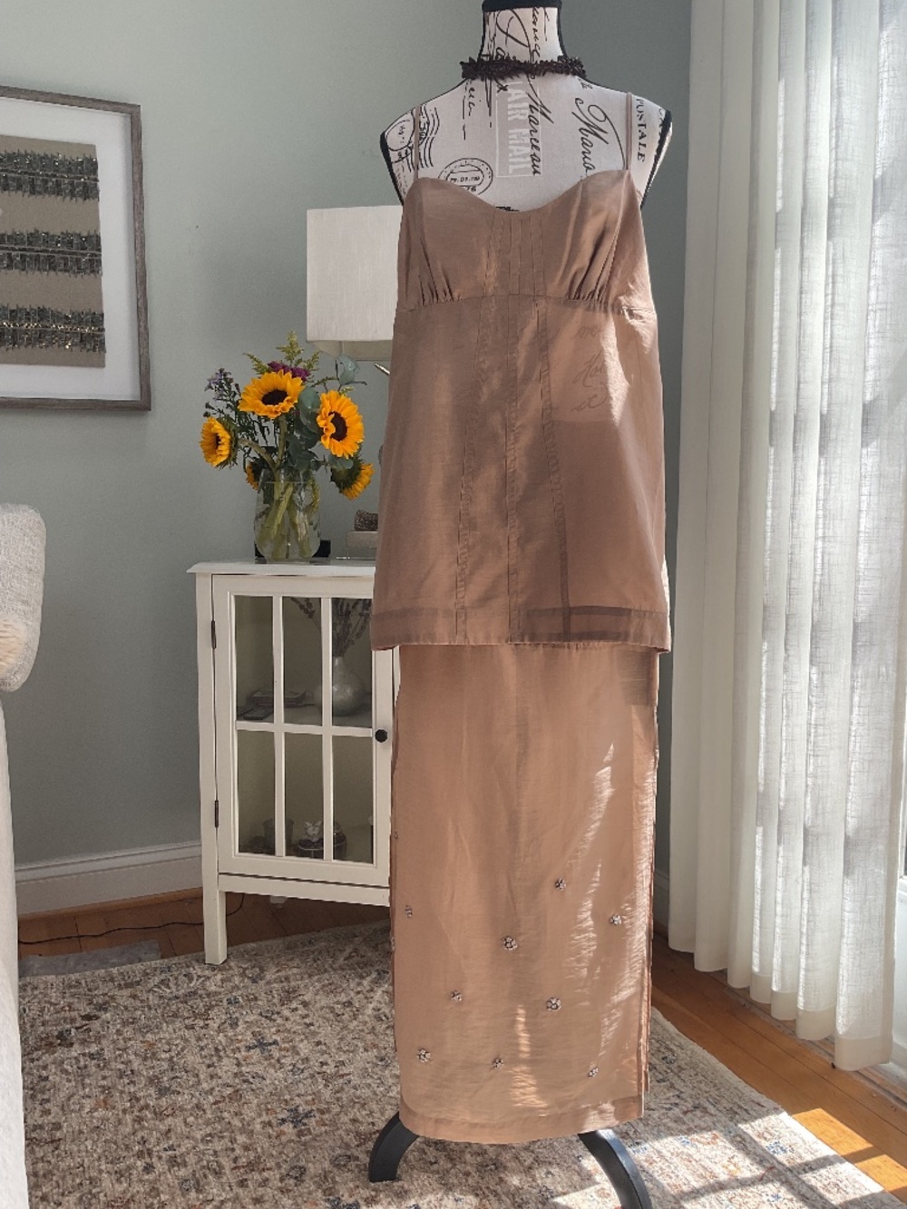 H&M Edition TENCEL Embellished Cami & Maxi Skirt Set M NWT